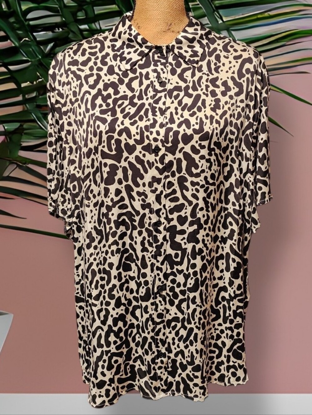 Revolve Lita By Ciara Viscose Black & White Cheetah Print Shirt - Picture 6 of 11
